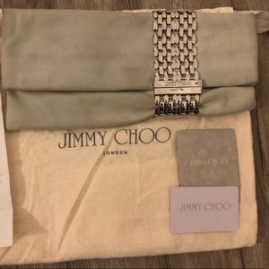 Jimmy Choo Chandra shimmer leather clutch